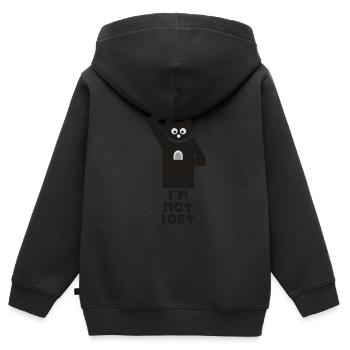 Geocaching: Je ne suis pas perdu! - Sweat Premium à capuche zippé enfant bio - noir - Dos - AI Model Kid Male (0cm)