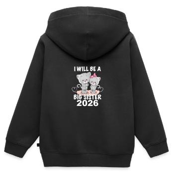 Ich Werde Eine Große Schwester 2026 - Kinder Premium Organic Zip Hoodie - Schwarz - Hinten - AI Model Kid Male (0cm)