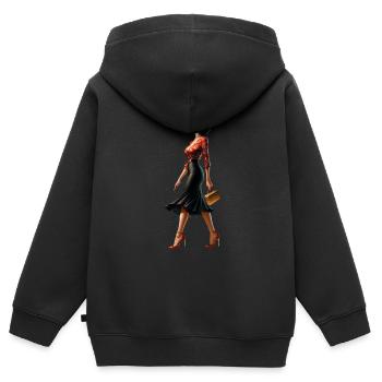 Retro-Chic-Eleganz - Kinder Premium Organic Zip Hoodie - Schwarz - Hinten - AI Model Kid Male (0cm)