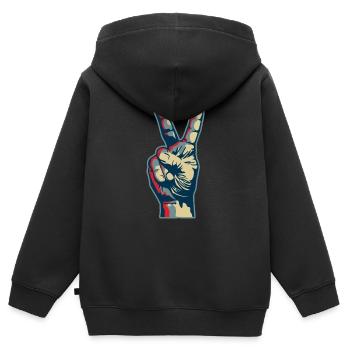 Peace hand - Sweat Premium à capuche zippé enfant bio - noir - Dos - AI Model Kid Male (0cm)