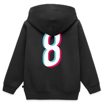 8 - NUMMER 8 - Zahl 8 Trikotnummer - Kinder Premium Organic Zip Hoodie - Schwarz - Hinten - AI Model Kid Male (0cm)