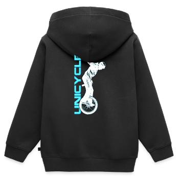 Freestyle Einrad - Kinder Premium Organic Zip Hoodie - Schwarz - Hinten - AI Model Kid Male (0cm)