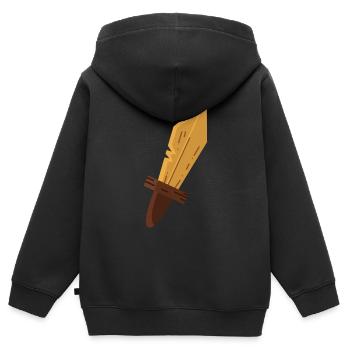 Wooden sword - Kids Premium Organic Zip-up Hoodie - black - Back - AI Model Kid Male (0cm)
