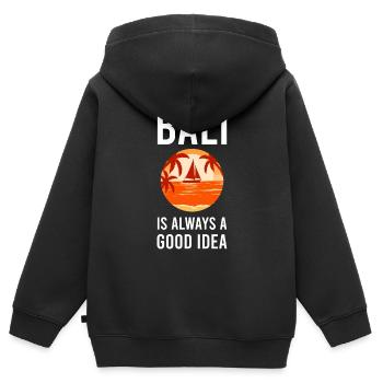 Bali - Sweat Premium à capuche zippé enfant bio - noir - Dos - AI Model Kid Male (0cm)