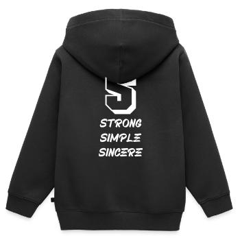 Letter & Characters (S) - Kids Premium Organic Zip-up Hoodie - black - Back - AI Model Kid Male (0cm)