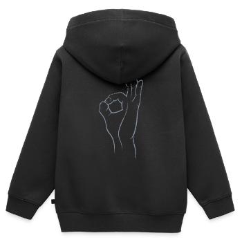 Perfekt! Super! Exzellent! - Hand im Loch - Kinder Premium Organic Zip Hoodie - Schwarz - Hinten - AI Model Kid Male (0cm)