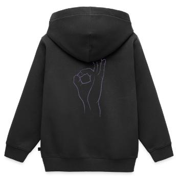 Perfekt! Super! Exzellent! - Hand im Loch - Kinder Premium Organic Zip Hoodie - Schwarz - Hinten - AI Model Kid Male (0cm)