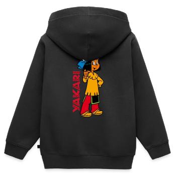 Yakari - Hey Du! - Kinder Premium Organic Zip Hoodie - Schwarz - Hinten - AI Model Kid Male (0cm)