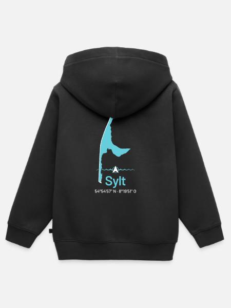 Sylt | Design-Landkarte - Kinder Premium Organic Zip Hoodie - Schwarz