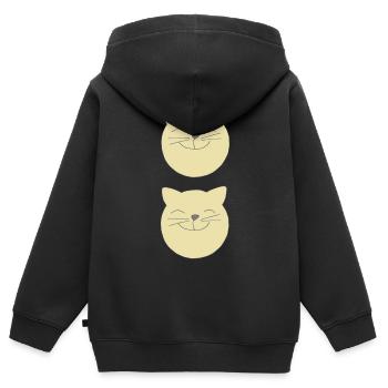 Chats double - Sweat Premium à capuche zippé enfant bio - noir - Dos - AI Model Kid Male (0cm)