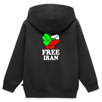 Free iran - Kinder Premium Organic Zip Hoodie - Schwarz - Hinten - AI Model Kid Male (0cm)