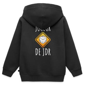JOUEUR DE JDR JEU DE ROLE - Sweat Premium à capuche zippé enfant bio - noir - Dos - AI Model Kid Male (0cm)