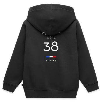 Das Leben ist besser in der ISÈRE Nummer 38 Rhône Alpes Fran - Kinder Premium Organic Zip Hoodie - Schwarz - Hinten - AI Model Kid Male (0cm)