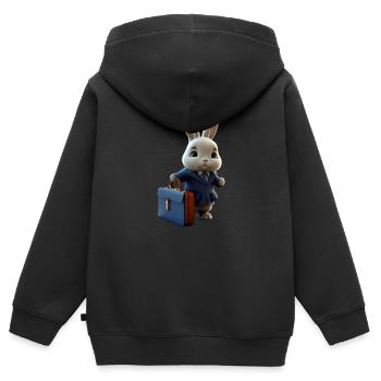 Business Rabbit - Kinder Premium Organic Zip Hoodie - Schwarz - Hinten - AI Model Kid Male (0cm)