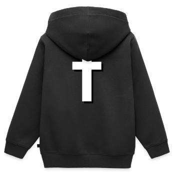 Domaines croisés - Sweat Premium à capuche zippé enfant bio - noir - Dos - AI Model Kid Male (0cm)