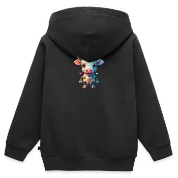 Roboter Kuh - Kinder Premium Organic Zip Hoodie - Schwarz - Hinten - AI Model Kid Male (0cm)