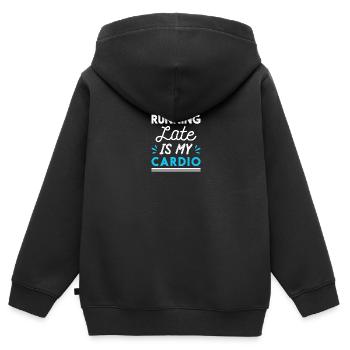 Running - Kinder Premium Organic Zip Hoodie - Schwarz - Hinten - AI Model Kid Male (0cm)