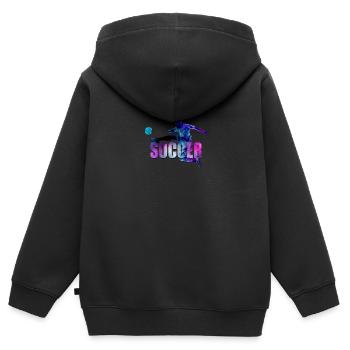 Soccer - Kinder Premium Organic Zip Hoodie - Schwarz - Hinten - AI Model Kid Male (0cm)