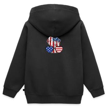 Amerika - Kinder Premium Organic Zip Hoodie - Schwarz - Hinten - AI Model Kid Male (0cm)