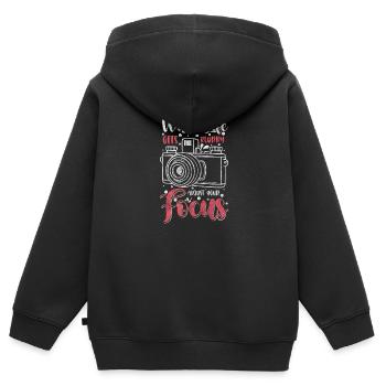 Fotograf Motiv - Kinder Premium Organic Zip Hoodie - Schwarz - Hinten - AI Model Kid Male (0cm)