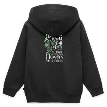 Pflanze Stacheln Gärtner Stich - Kinder Premium Organic Zip Hoodie - Schwarz - Hinten - AI Model Kid Male (0cm)