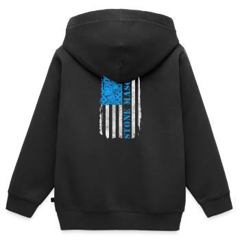 Armoiries de la guilde des artisans de la profession de tailleur de pierre - Sweat Premium à capuche zippé enfant bio - noir - Dos - AI Model Kid Male (0cm)