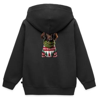 Kleiner Münsterländer Weihnachten - Kinder Premium Organic Zip Hoodie - Schwarz - Hinten - AI Model Kid Male (0cm)