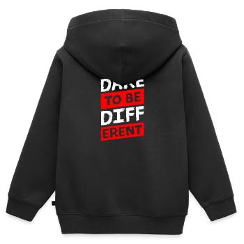 different, especially individual, different - Kids Premium Organic Zip-up Hoodie - black - Back - AI Model Kid Male (0cm)