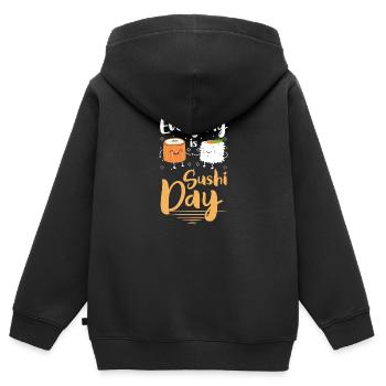 Sushi Lecker Stäbchen - Kinder Premium Organic Zip Hoodie - Schwarz - Hinten - AI Model Kid Male (0cm)