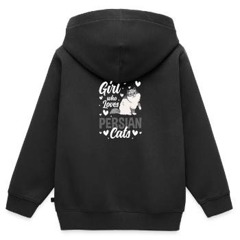 Perser Haustier Chefin Katzenlady - Kinder Premium Organic Zip Hoodie - Schwarz - Hinten - AI Model Kid Male (0cm)