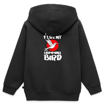 Kolibri Natur Zauberei - Kinder Premium Organic Zip Hoodie - Schwarz - Hinten - AI Model Kid Male (0cm)