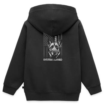 Hund Wächter Hundeerziehung - Kinder Premium Organic Zip Hoodie - Schwarz - Hinten - AI Model Kid Male (0cm)