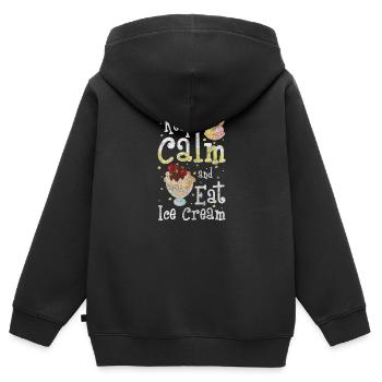 Softeis Kugel Strand Creme - Kinder Premium Organic Zip Hoodie - Schwarz - Hinten - AI Model Kid Male (0cm)