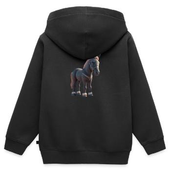 Cartoon Pferd - Kinder Premium Organic Zip Hoodie - Schwarz - Hinten - AI Model Kid Male (0cm)