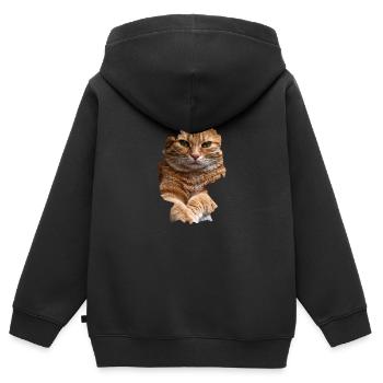 Chat, Chats - Sweat Premium à capuche zippé enfant bio - noir - Dos - AI Model Kid Male (0cm)