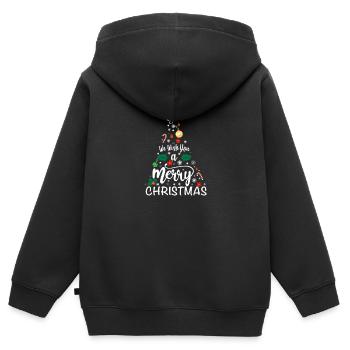 Unisex Wir wünschen Ihnen frohe Weihnachten - Kinder Premium Organic Zip Hoodie - Schwarz - Hinten - AI Model Kid Male (0cm)