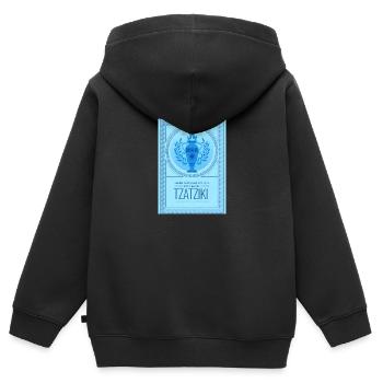 Tzatziki Spice Recette Motif Grec - Sweat Premium à capuche zippé enfant bio - noir - Dos - AI Model Kid Male (0cm)