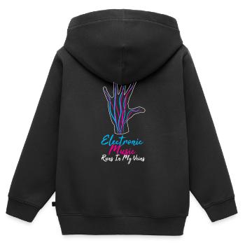 Musique électronique - Sweat Premium à capuche zippé enfant bio - noir - Dos - AI Model Kid Male (0cm)