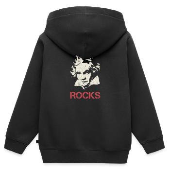 Ludwig van Beethoven Silhouette Rocks Geschenk - Kinder Premium Organic Zip Hoodie - Schwarz - Hinten - AI Model Kid Male (0cm)
