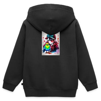 Farbe Papageienmädchen - Kinder Premium Organic Zip Hoodie - Schwarz - Hinten - AI Model Kid Male (0cm)