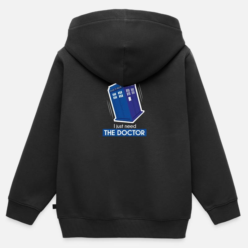 I just need the doctor - Sweat Premium à capuche zippé enfant bio - noir