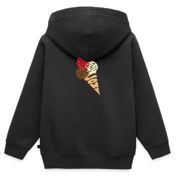 Crème glacée, crème glacée, glace - Sweat Premium à capuche zippé enfant bio - noir - Dos - AI Model Kid Male (0cm)