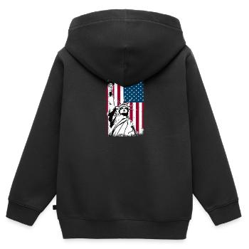 Statue de la Liberté Amérique - Sweat Premium à capuche zippé enfant bio - noir - Dos - AI Model Kid Male (0cm)
