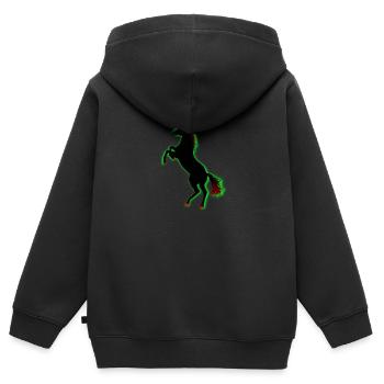 Pferd - Kinder Premium Organic Zip Hoodie - Schwarz - Hinten - AI Model Kid Male (0cm)