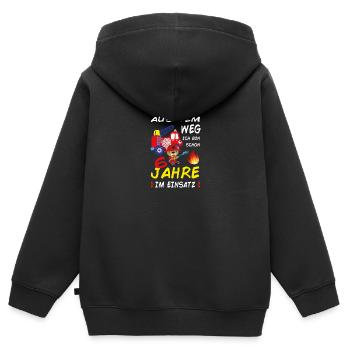 Jungs Geburtstag 6 Jahre Feuerwehrmann Geschenk - Kinder Premium Organic Zip Hoodie - Schwarz - Hinten - AI Model Kid Male (0cm)