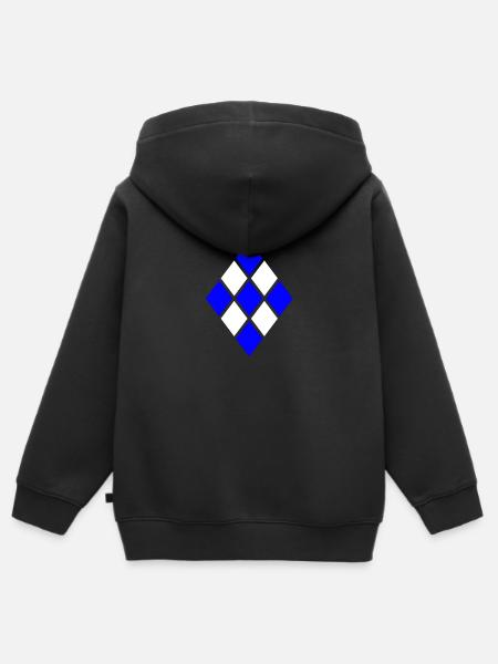 Raute Muster Blau Weiss - Kinder Premium Organic Zip Hoodie - Schwarz