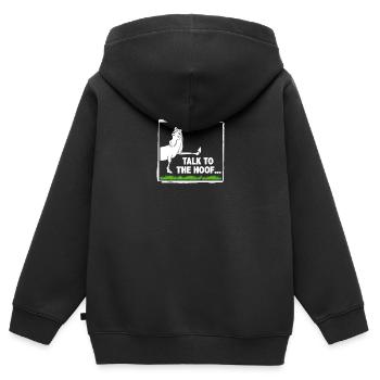 Sprich mit dem Huf - Kinder Premium Organic Zip Hoodie - Schwarz - Hinten - AI Model Kid Male (0cm)