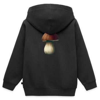 Cèpes de champignons - Sweat Premium à capuche zippé enfant bio - noir - Dos - AI Model Kid Male (0cm)