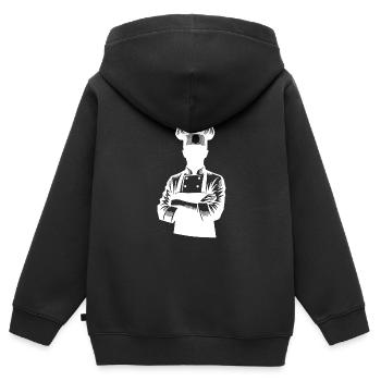 Küchenchef und Hobbykoch Silhouette Portrait - Kinder Premium Organic Zip Hoodie - Schwarz - Hinten - AI Model Kid Male (0cm)