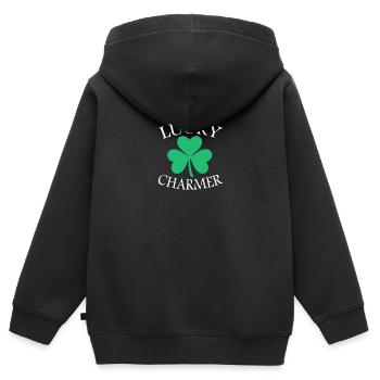 Lucky Charmer - Kids Premium Organic Zip-up Hoodie - black - Back - AI Model Kid Male (0cm)